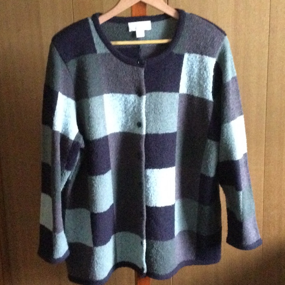 CJ Banks, Cozy Block Pattern Cardigan